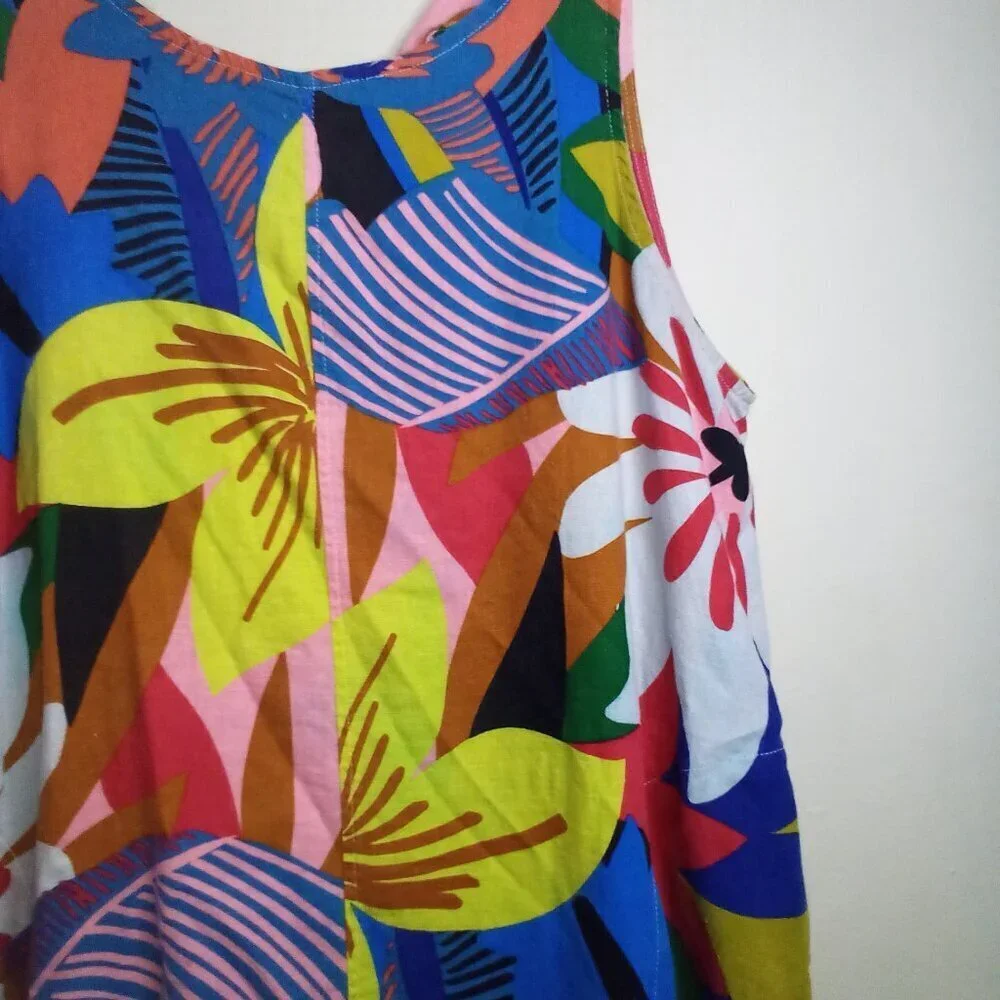 For Cynthia Dress Women XL Sleeveless Loud Pattern Linen Blend Colorful - Picture 9 of 16